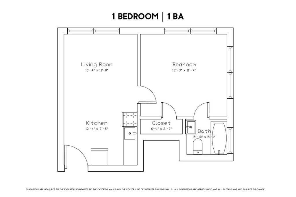 West Palm Beach 1 Bedroom Apartment Floorplan